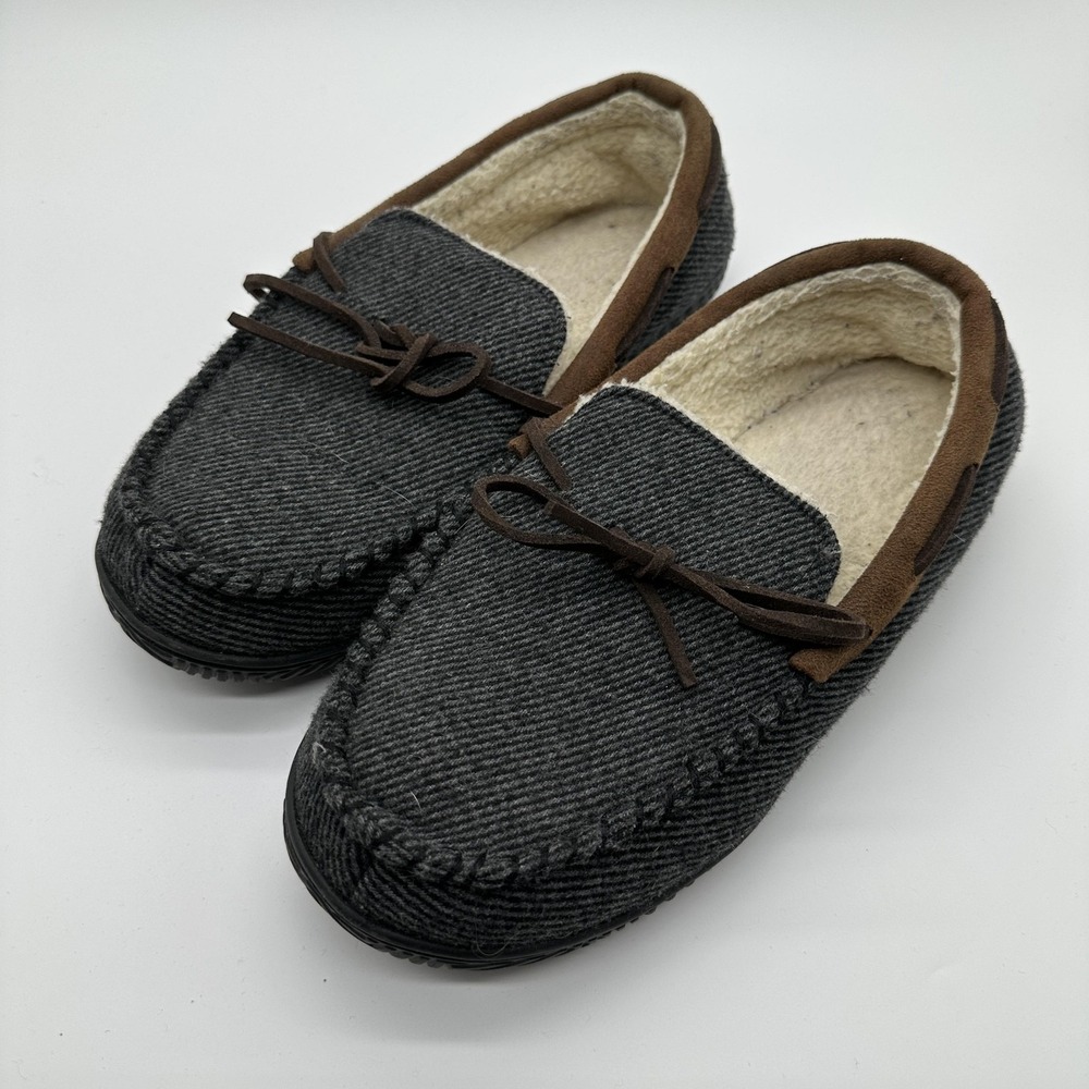 ULTRAIDEAS Slippers‎ Mens Size 10 Gray Moccasin Faux Fur Lined Indoor Outdoor